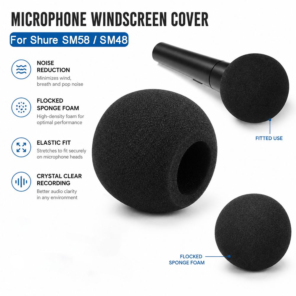 Shure Mic Sm58 - Replacement Mic Windscreen Cover Flocked Sponge