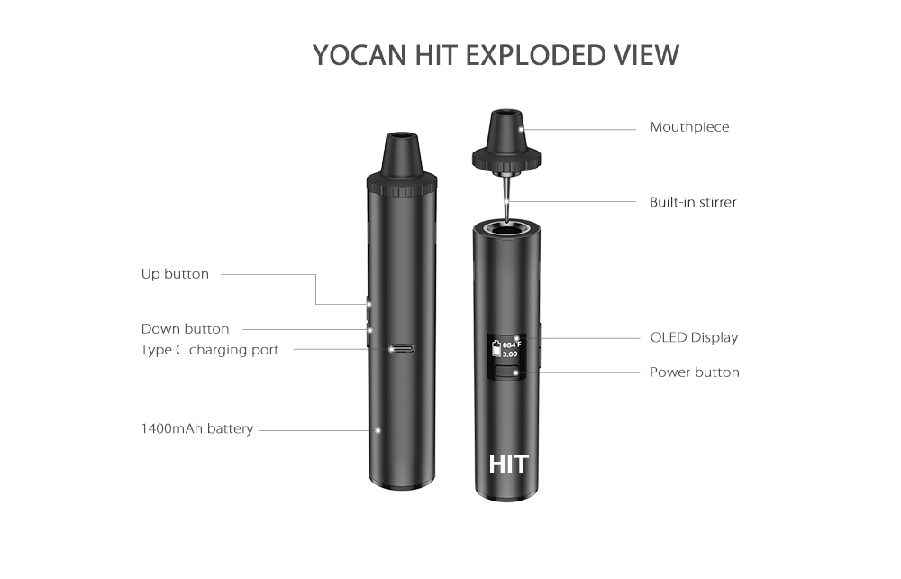 Original Yocan Hit Dry Herb Va - Vaping Area recension och pris