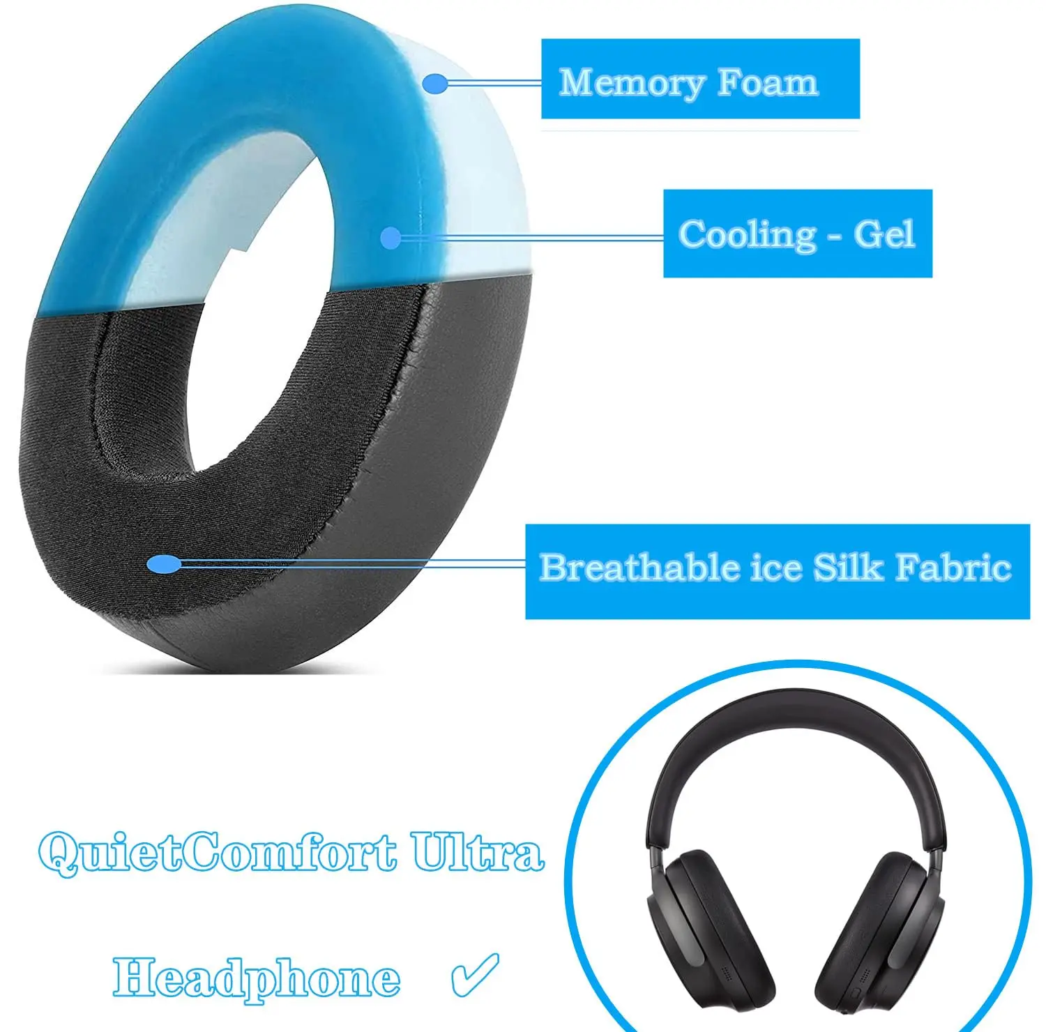 MOUDUNG Cooling Gel Ear Pads f - Bose Headphone Qc Ultra recension och pris