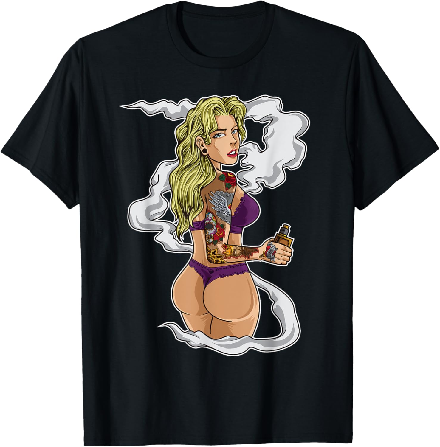 Tattooed Vaping Girl Graphic T - Vaping Shop recension och pris